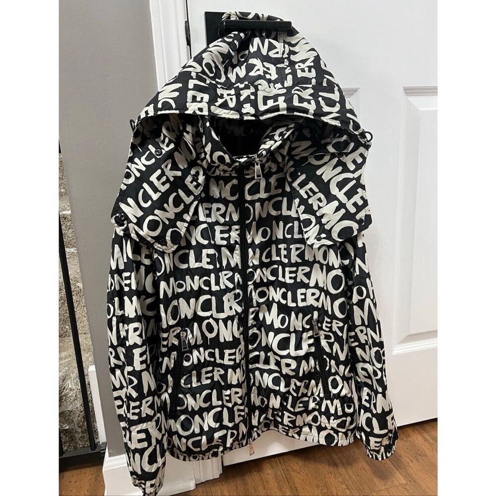 Moncler Black and White Logo Hanoi rain Jacket size 1
